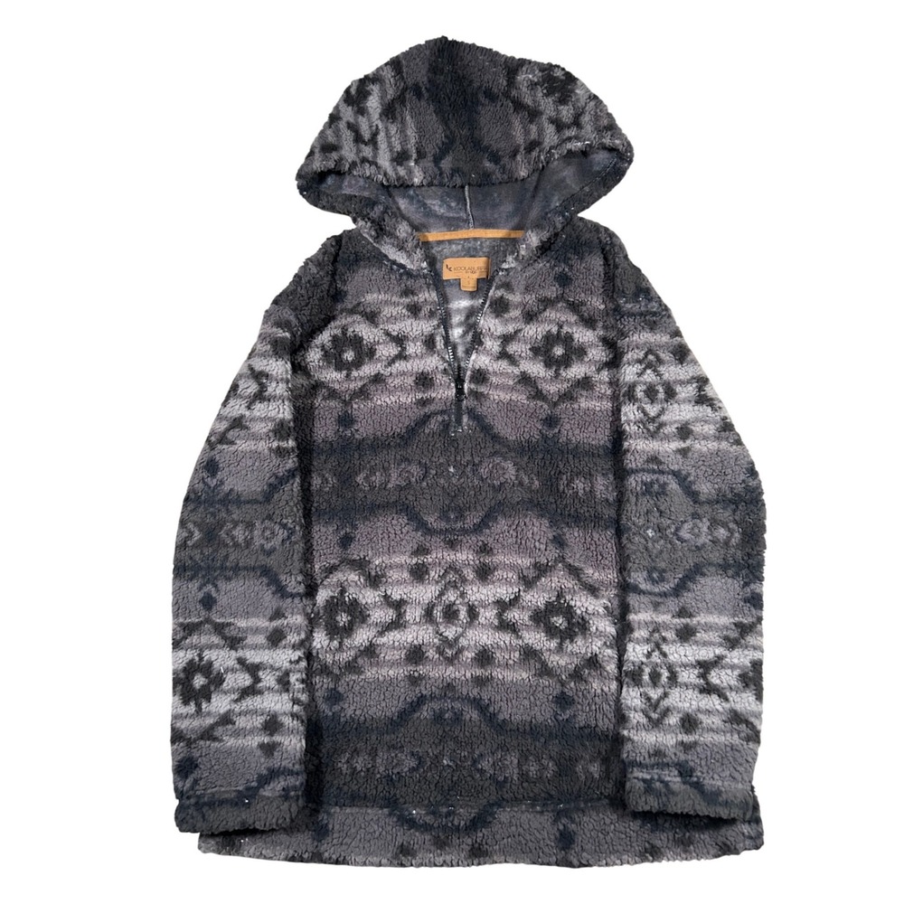 Koolaburra By Ugg Women's Sherpa Fleece Hoodie Aztec‎ Western Print Gray Size S